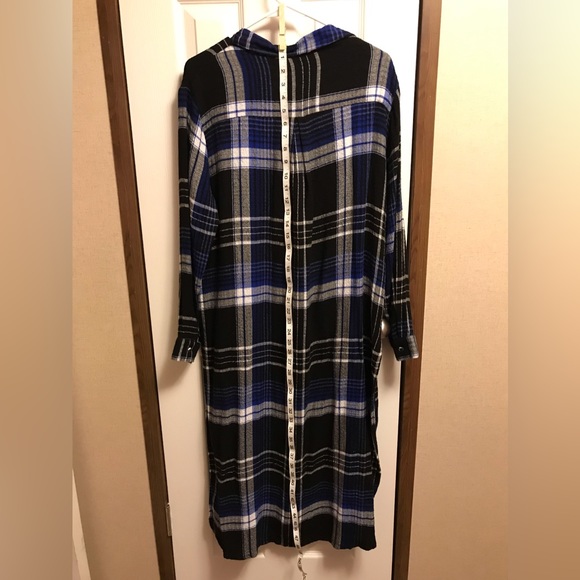 Cato’s fashion extreme length tunic, Blue, black and white plaid - Picture 3 of 5